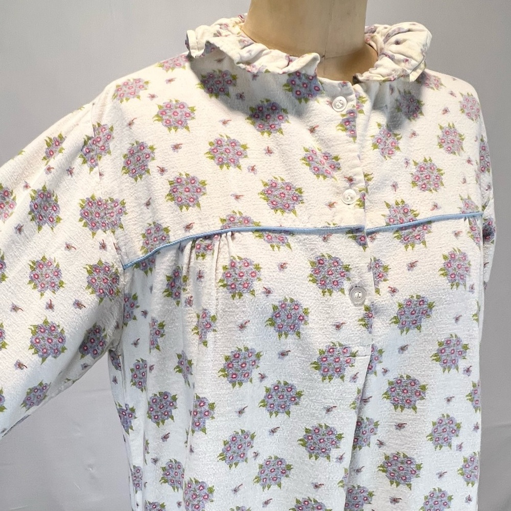 VINTAGE floral flannel brushed cotton floral nightgown‎ ruffle maxi long sleeve - Picture 6 of 16